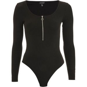 Black Ring Pull Zipper Bodysuit